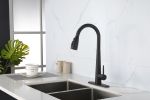 Kitchen Faucet with Pull Down Sprayer ;  High Arc Single Handle Kitchen Sink Faucet with Deck Plate;  Commercial Modern Stainless Steel Kitchen Faucet