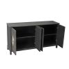 Modern 4-Door Cabinet with Mirrored Decorative Doors,for Bedroom,Living Room,Office,Easy Assembly