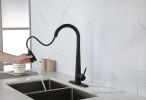 Kitchen Faucet with Pull Down Sprayer ;  High Arc Single Handle Kitchen Sink Faucet with Deck Plate;  Commercial Modern Stainless Steel Kitchen Faucet