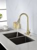 Kitchen Faucet with Pull Down Sprayer ;  High Arc Single Handle Kitchen Sink Faucet with Deck Plate;  Commercial Modern Stainless Steel Kitchen Faucet