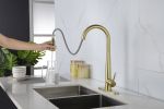 Kitchen Faucet with Pull Down Sprayer ;  High Arc Single Handle Kitchen Sink Faucet with Deck Plate;  Commercial Modern Stainless Steel Kitchen Faucet