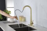 Kitchen Faucet with Pull Down Sprayer ;  High Arc Single Handle Kitchen Sink Faucet with Deck Plate;  Commercial Modern Stainless Steel Kitchen Faucet