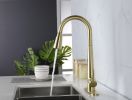 Kitchen Faucet with Pull Down Sprayer ;  High Arc Single Handle Kitchen Sink Faucet with Deck Plate;  Commercial Modern Stainless Steel Kitchen Faucet