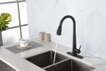 Kitchen Faucet with Pull Down Sprayer ;  High Arc Single Handle Kitchen Sink Faucet with Deck Plate;  Commercial Modern Stainless Steel Kitchen Faucet