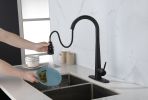 Kitchen Faucet with Pull Down Sprayer ;  High Arc Single Handle Kitchen Sink Faucet with Deck Plate;  Commercial Modern Stainless Steel Kitchen Faucet