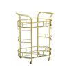 2 Glass Shelves  Serving Trolley Bar Cart  with Durable Metal Frame for Hotel Dining Room Restaurant