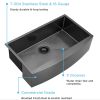 American Farmhouse Sink Gunmetal Black Surface/Stainless Steel Surface Kitchen Sink ;  Apron Front Kitchen Handmade Sink with Drain