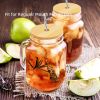 2/4pcs Bamboo Jar Lids With Straw Hole; Reusable Bamboo Jar Lids; Leak Proof Glass Canning Drinking Storage Jars; Canning Lids With Silicone Ring For