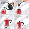 RAINBEAN Moka Pot 6 Cup Set, 11 oz / 300ml Stovetop Espresso Maker, Italian Cuban Greca Coffee, Aluminum Ripple Ring Design - Easy To Use & Clean (Red